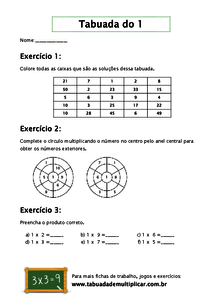 Jogo interativo - tabuada do 1 worksheet