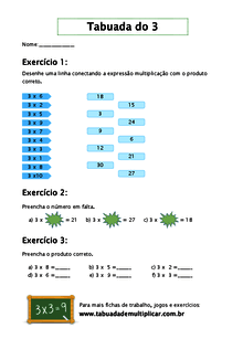 Terceiro Ano Questionários: Tabuada de Multiplicação