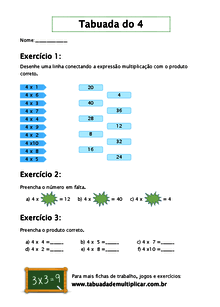 schedarionline - Tabuada do 4 (exercícios)