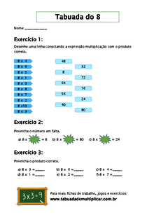 Quiz da Tabuada do 8  Tabuada de Multiplicação do Oito [QUIZ DE