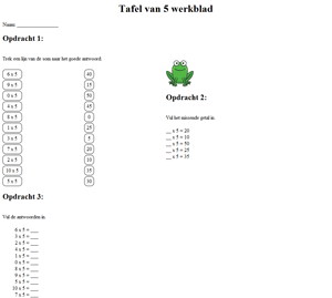 5-tabel opgaveark