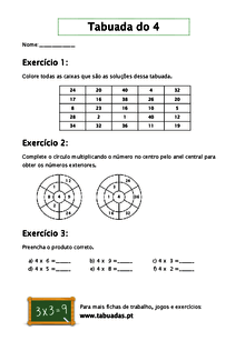 Tabuada Contas Matemática, Exercícios Matemática