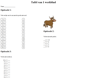 kalkylbladet 1 multiplikationstabell