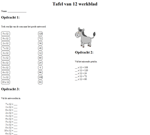 kalkylbladet 12 multiplikationstabell