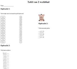 kalkylbladet 2 multiplikationstabell
