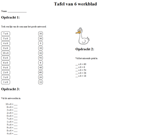 kalkylbladet 6 multiplikationstabell
