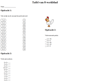 kalkylbladet 8 multiplikationstabell