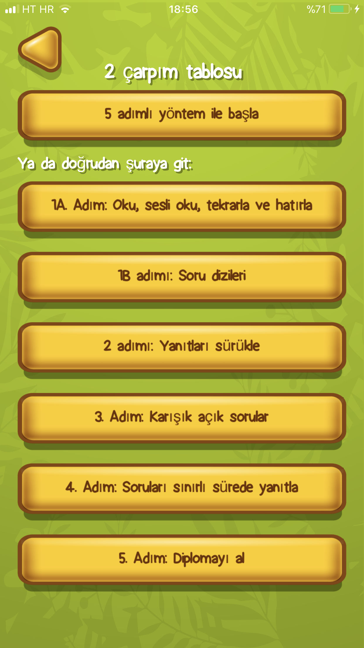 Çarpım tablosu uygulaması örnek 2