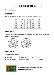 12 times table reasoning and problem solving