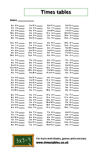 Times tables worksheets printable - Math worksheets