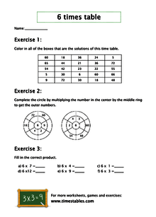 times tables worksheets grade 6